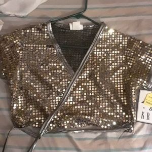 Gold sequin crop top